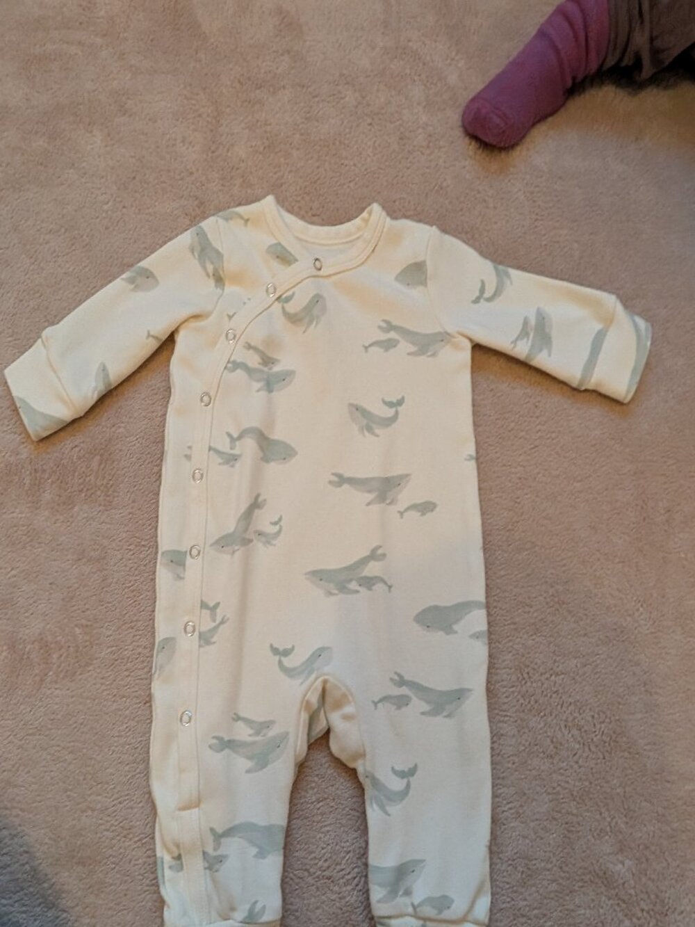 Pehr 'Follow Me' Long Sleeve Coverall/Romper, Whale, 3-6mo